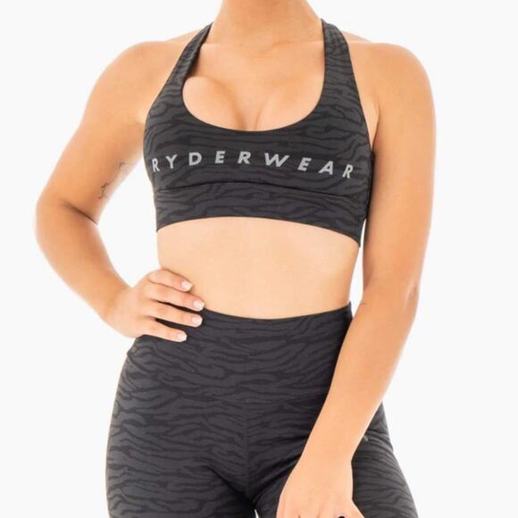 Ryderwear Wild Cross Over Sports Bra in Black Zebra Size Medium - Picture 1 of 4